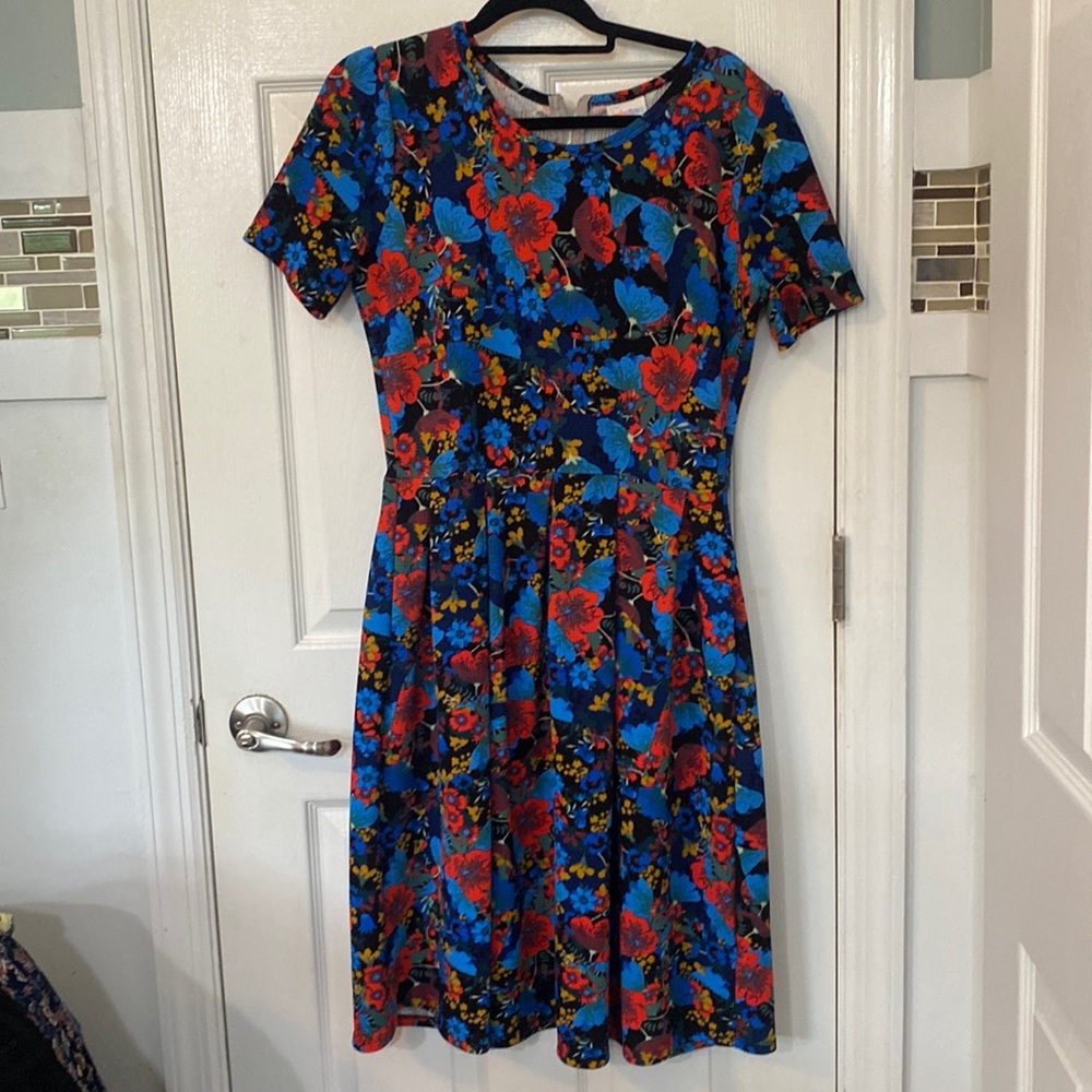 Bright floral fit and flare dress
